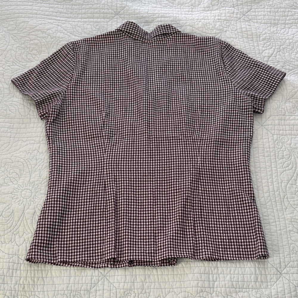 Casual Corner Black and White Gingham Button Down Shirt - Picture 4 of 4